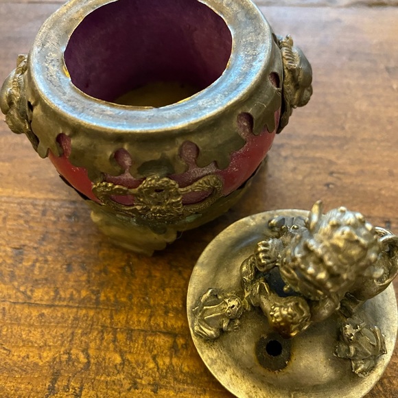 Antique incense burner Kashmir ruby dragon - Picture 2 of 8